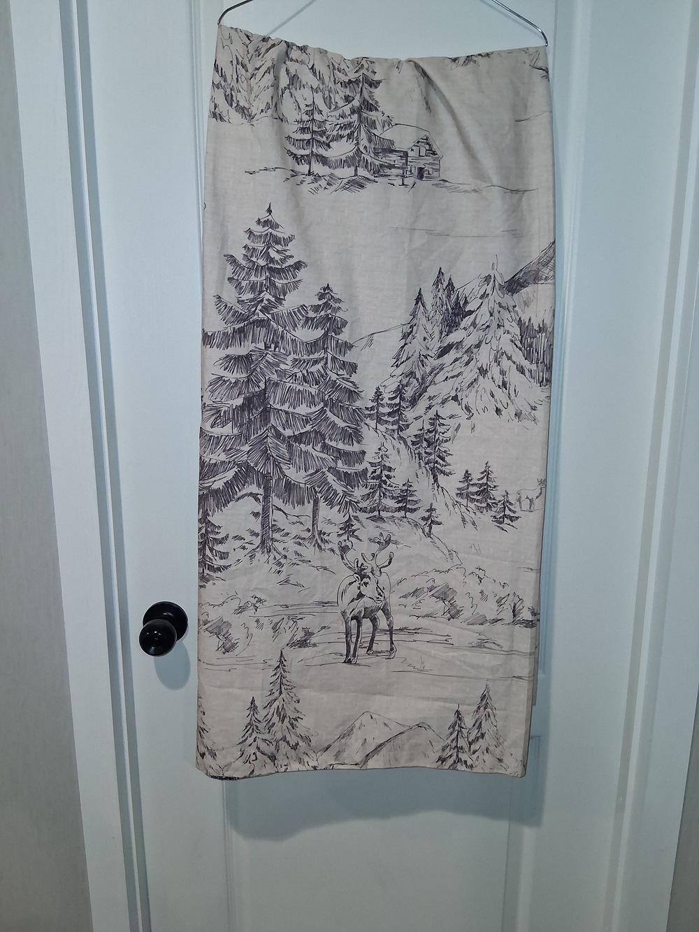Pottery Barn Rustic Forest Shower Curtain, 72", Deer Cabin Winter Woods - Picture 2 of 9